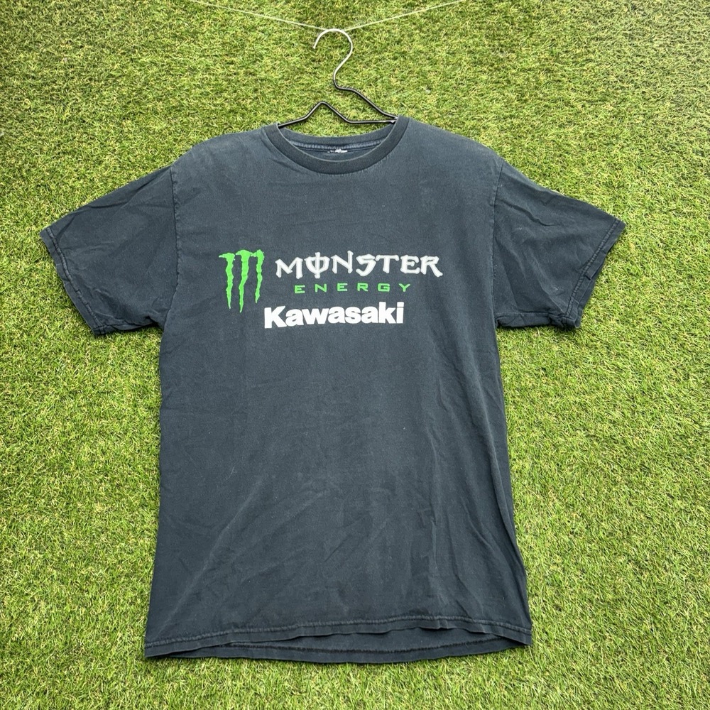 Team Monster Energy Kawasaki Shirt Mens Medium Black Racing y2k Grunge 2000s